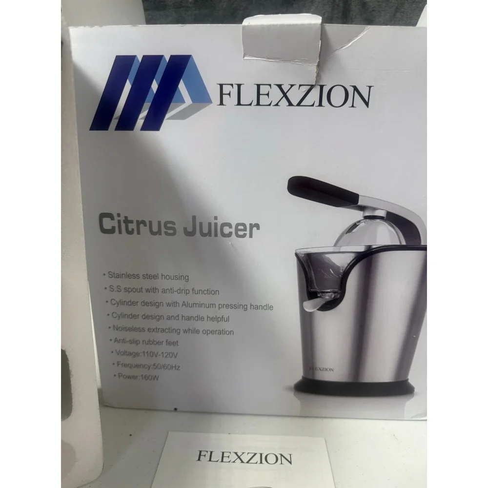 Flexzion Electric Citrus Juicer 160W Stainless Steel Orange Squeezer Open Box